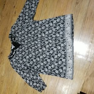 Lucky Brand women's top 3/4 sleeve black/white  sz 2X
